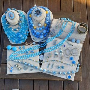 Vintage and Mod Lot Shades of Blue Jewelry